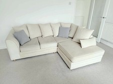 Cream Velvet L Shaped Sofa