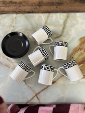 SUSAN WILLIAMS-ELLIS PORIMEIRION POTTERY GREEK KEY COFFEE CUPS & SAUCERS