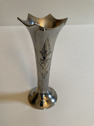Vintage silver tone bud vase - tone,