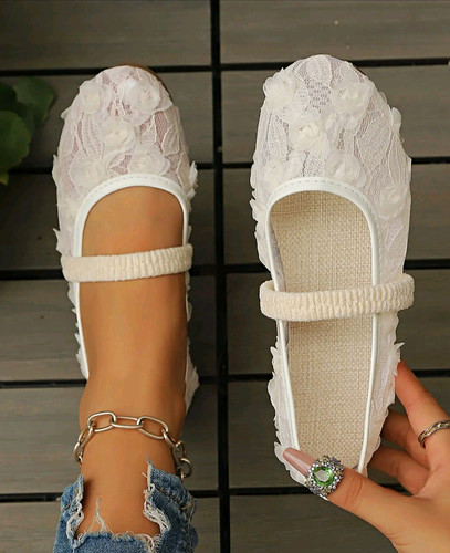Ivory lace mary jane flat - jane,