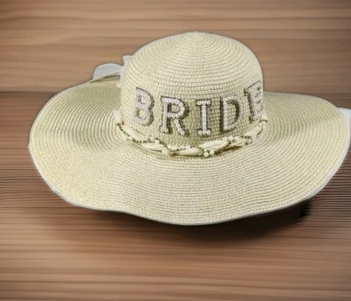 Bride floppy straw - bride, cream