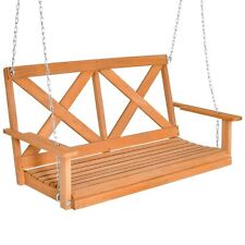 2-Person Porch Swing Chair Heavy-Duty Wooden Yard Garden Hanging Bench