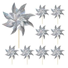 10 Pack Reflective Pinwheels with Stake for Garden Yard Patio Lawn Farm
