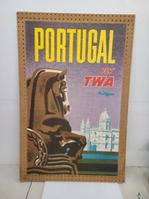 Original David Klein Fly TWA Portugal Lockheed Constellation Travel Poster
