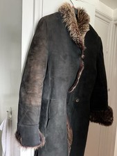 Genuine Real Sheepskin Genel London Made In The UK Size 10 Grey Coat Ladies
