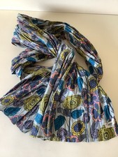 Seasalt Long Cotton Floral Crinkle ‘Everyday Scarf’ Teal Yellow Pinks Blues
