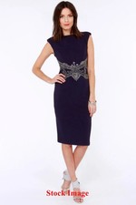 Little Mistress Alive and Jewel Beaded Navy Blue Dress. Size 12.Pre-loved.