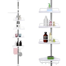 4TIER BATHROOM CORNER HANGING UPRIGHT SHOWER CADDY SHELF STORAGE RACK TOWEL RAIL