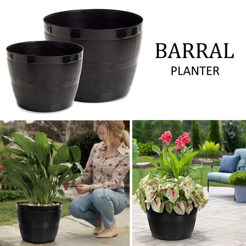 Plastic plant barrel planter - plant,