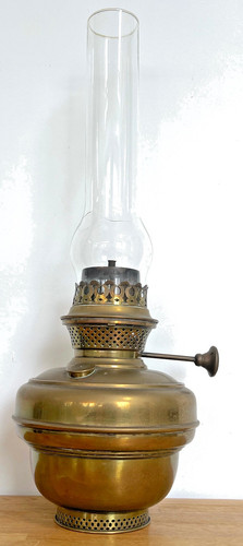 Vintage brass oil lamp - brass, –