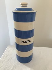 T G Green Cornishware Cornish Blue Tall PASTA SPAGHETTI JAR With Ceramic Lid 
