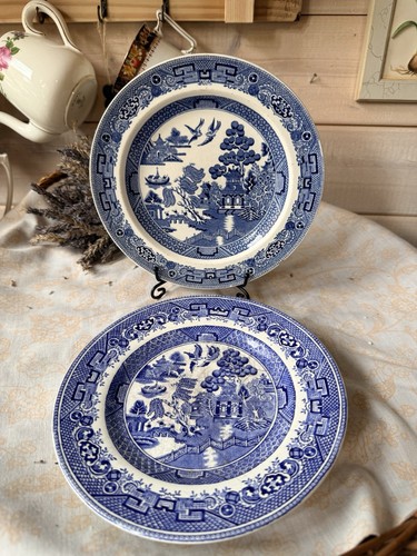 Vintage blue white - white, willow