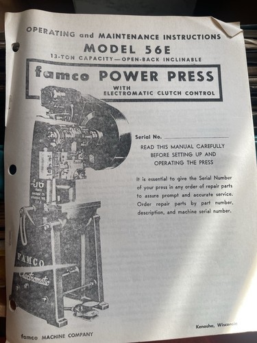 Famco power press - press, operating