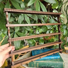 Vintage Wooden Wall Rack 2 Tier Curio Trinkets Plates & Cups Country Cottage