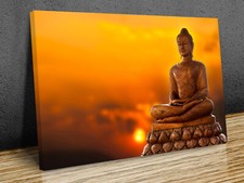 buddha statue sunset mounted canvas print ready to hang