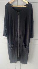 Annette Gortz Black Dress 1/2  Sleeve Large Knee Length Jersey Pockets Lagenlook