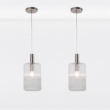 Set of 2 Clear & Chrome Fluted