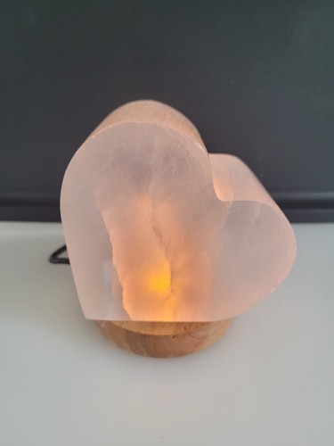 Selenite heart glow lamp - heart,