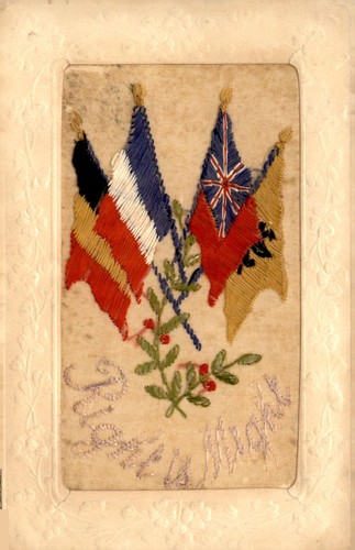 Ww1 antique embroidered silk - antique,