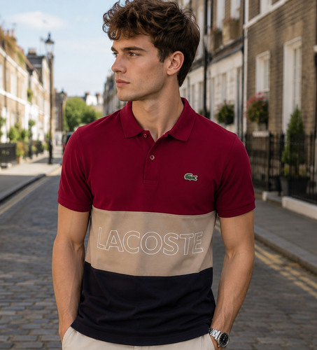 Lacoste men maroon beige - lacoste,