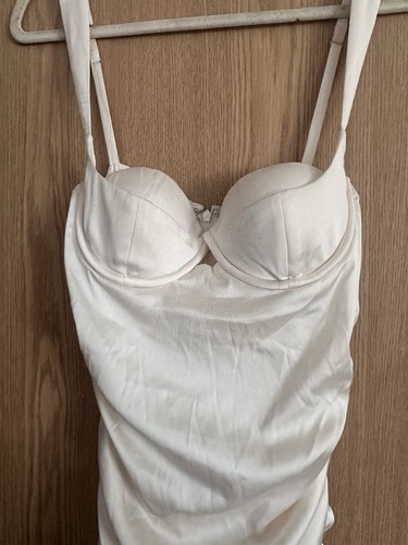 Cream satin ruched - ruched, teddy
