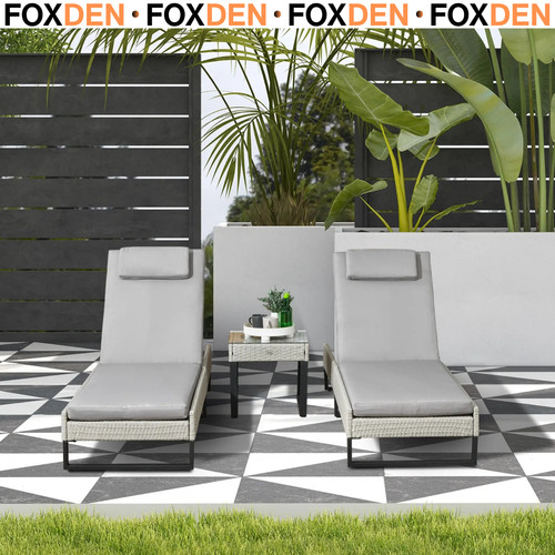 Grey rattan sun lounger set - set, of