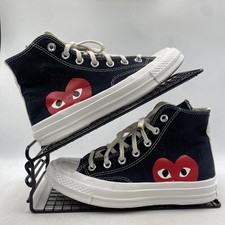Converse X Comme Des Garcons Play Black White Trainers Size UK 4 Womens High Top