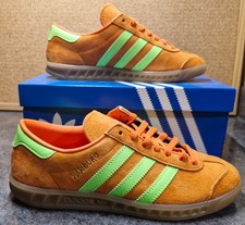 Adidas Hamburg W - Orange / Solar Green / Gum - Size UK 4 - New - Free Post