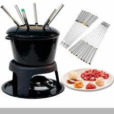 6pcs/Set Stainless Steel Chocolate Cheese Dessert Fondue Pot Forks Kitchen Tools