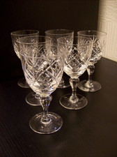 6 X VINTAGE HAND CUT THOMAS WEBB CORBETT CRYSTAL CLARET  WINE GLASSES Signed !