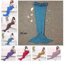 Handmade Cocoon Crocheted Mermaid Tail Sofa Blanket Knit Lapghan Beach Quilt Rug