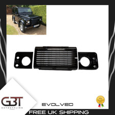 For Land Rover Defender 3pc Grille In Gloss Black And Headlamp Cases 2003-15