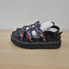 Dr Martens Yelena Rainbow Sequin Black Chunky Summer Lightweight Sandals Uk 5