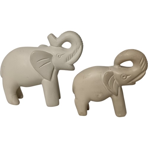 Pair soapstone elephant - of,