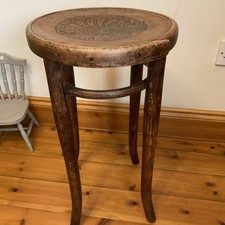 Vintage Original Genuine 1930s Thonet Bentwood Embossed Seat Stool 59.5cm