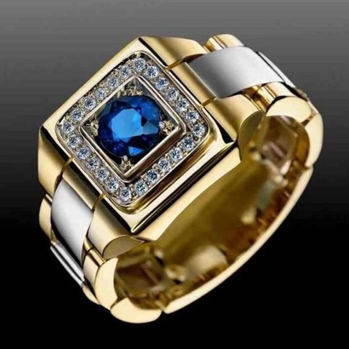 Mens stainless steel ring gold - stainless,