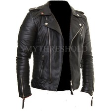 New Men's Genuine Lambskin Leather Jacket Black Slim fit Biker Motorcycle jacket