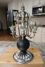 Vtg Metal Black Wood 6 Arm