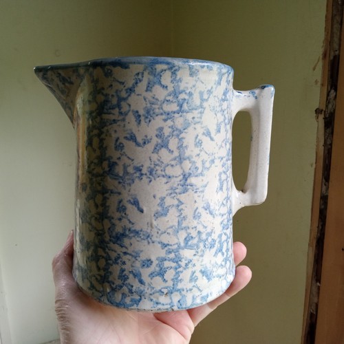 Antique blue spongeware 1890s - antique,