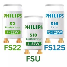 2 x PHILIPS STARTERS S2 4-22W/S10 4-65W/S16 70-125W  FOR FLUORESCENT LIGHTS