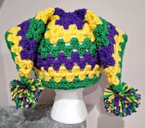 Crochet jester hat purple - crochet,