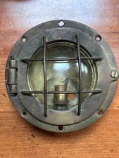 Good Solid Antique/vintage Brass Ships Small Turtle Bulkhead Light