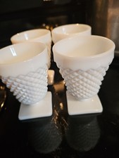 4 Vintage Hobnail Milk Glass 4