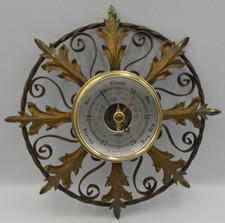 Vintage Smiths Shortland SB Barometer Metal Feather Leaf Design Made In England 