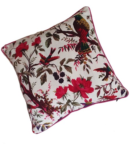 Velvet printed white bird - printed,