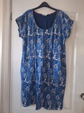 Lazy Jacks Dress Size 20 Stretch Pockets Blue And White Floral Pattern