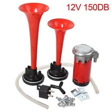 Car Truck Musical Air Horns 12V Dual Trumpet Horn Kit Compressor Twin Tone 150db