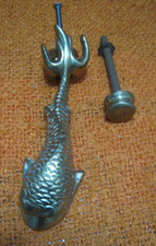 Solid Brass Vintage Dolphin Fish Door Knocker with Striker 5"
