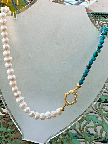 Necklace hand made with - hand, made,