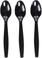 Black Plastic Spoons Cutlery Spoon Reusable Plastic for Party Wedding Catering